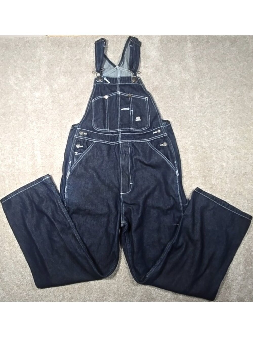 Berne Denim Bib Overalls Carpenter Dark Wash 100% Cotton Lightweight Men's 34x32